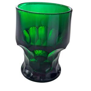 Anchor Hocking Georgian Forest Green Glass Goblet 4.5" Vintage Drinking Glass